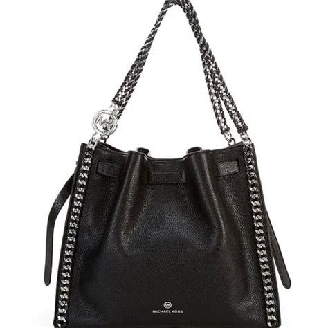 michael michael kors mina large pebbled leather shoulder bag|Michael Kors chain strap handbags.